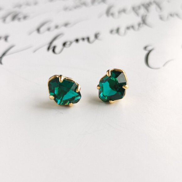 Kate Spade Treasure Trove Gold Green Stud Earrings - Picture 2 of 3